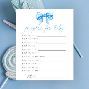 Papier prières de bébé de douche de bébé à ruban bleu