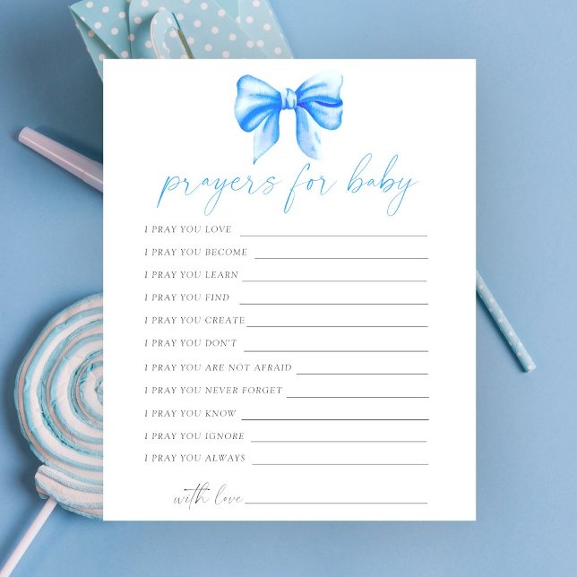 Papier prières de bébé de douche de bébé à ruban bleu  (Créateur téléchargé)