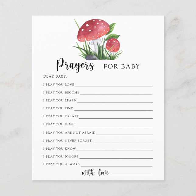 Papier Prières de Fête Prénatale pour Bébé Champignon (Devant)