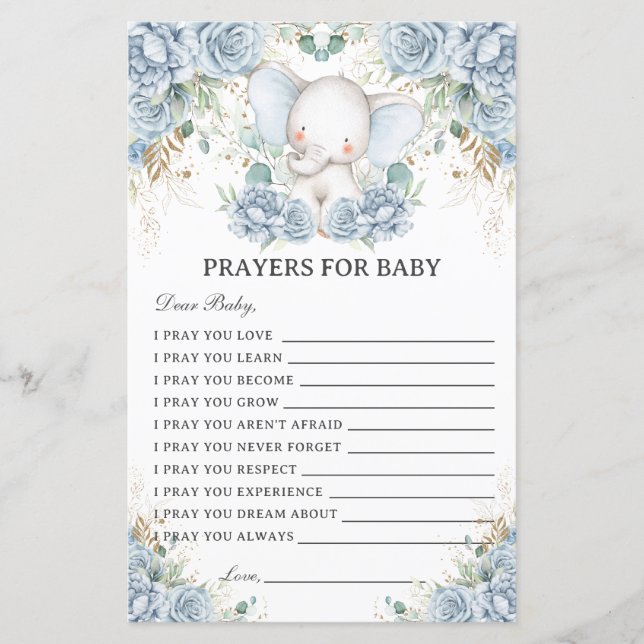 Papier Prières de l'Éléphant Bleu pour l'Activité de Baby (Devant)
