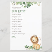 Papier Prières florales du Prince Lion pour bébé (Devant)