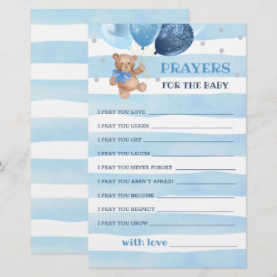 Papier Prières modifiables pour l'ours Baby shower en pel