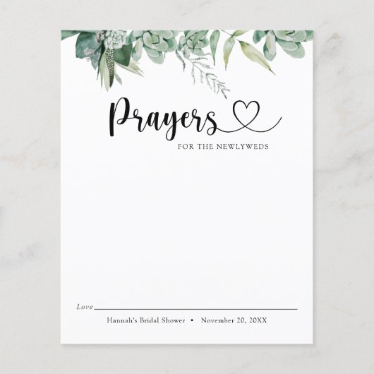 Papier Prières succulentes et eucalyptus pour les jeunes (Devant)