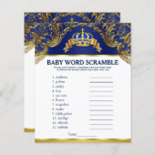 Papier Prince Baby shower Games Word Scramble Rhyme Quiz (Devant / Derrière)
