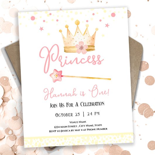 Papier Princess Crown Pink 1st Girl Anniversaire Budget