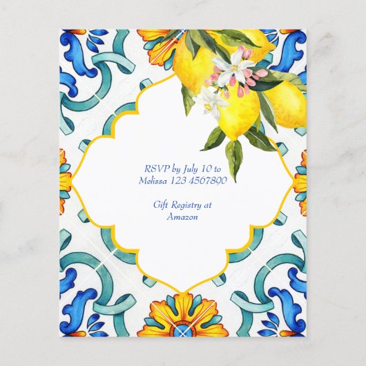 Papier Principale pression citrons baby shower invitation (Dos)