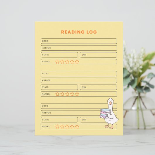 Papier Printable Homeschool Activity Learning Reading Log (Debout devant)