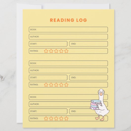 Papier Printable Homeschool Activity Learning Reading Log (Devant)