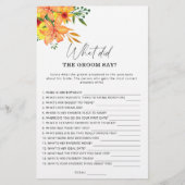 Papier Printemps Qu'est-ce que le marié a dit jeu nuptial (Devant)