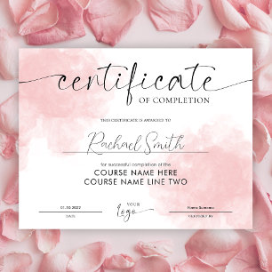 Papier Prix d'achèvement du cours de beauté rose-rose mod