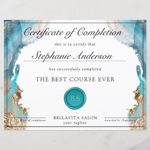 Papier Prix d'Aquarelle Liquide Moderne Bleu Et Or