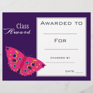Papier Prix de classe animal papillon mignon
