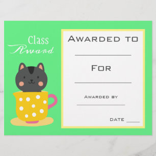 Papier Prix de classe Certificat pour enfants chats migno