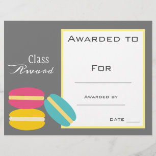 Papier Prix de classe certificat pour enfants macaron mig