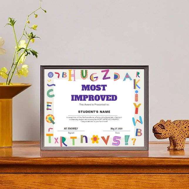 Papier Prix de classe de réussite le plus adapté (Customizable Most Improved Achievement Class Award)