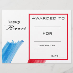 Papier Prix de classe Étudiant en langue française