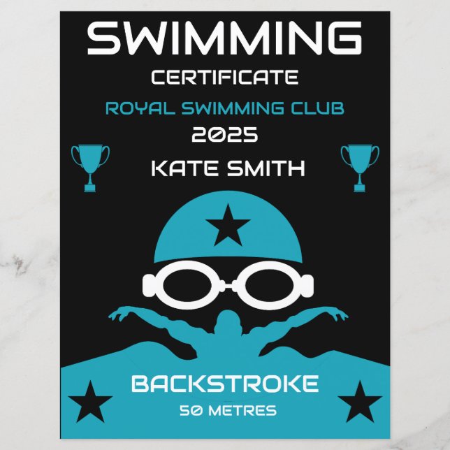 Papier Prix de la meilleure natation (Devant)