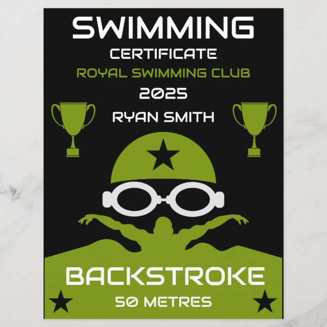 Papier Prix de la meilleure natation (Devant)
