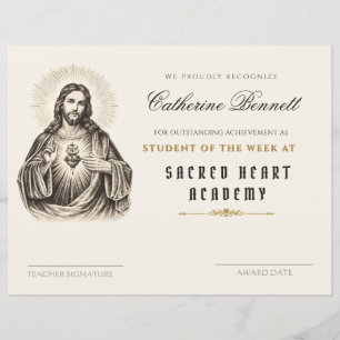 Papier Prix de l'étudiant au Sacré-Cœur catholique tradit