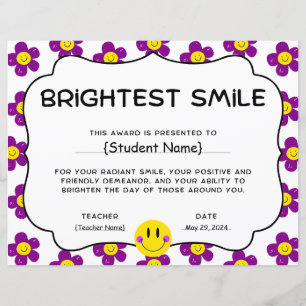 Papier Prix de reconnaissance des étudiants de sourire br