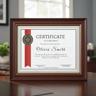 Papier Prix de reconnaissance élégant rouge et or pour le