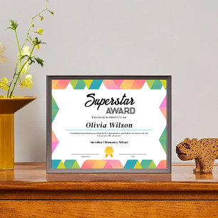 Papier Prix d'étudiant super star coloré modifiable