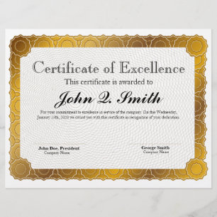 Papier Prix d'excellence du Motif de certificat d'or