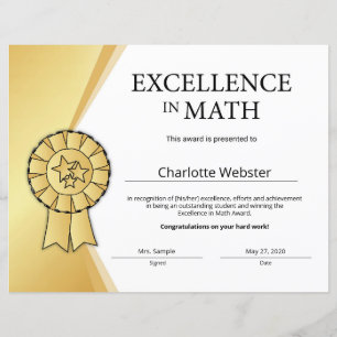 Papier Prix d'excellence en mathématiques
