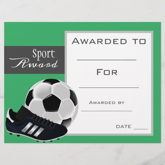 Papier Prix du certificat de football sport (Devant)