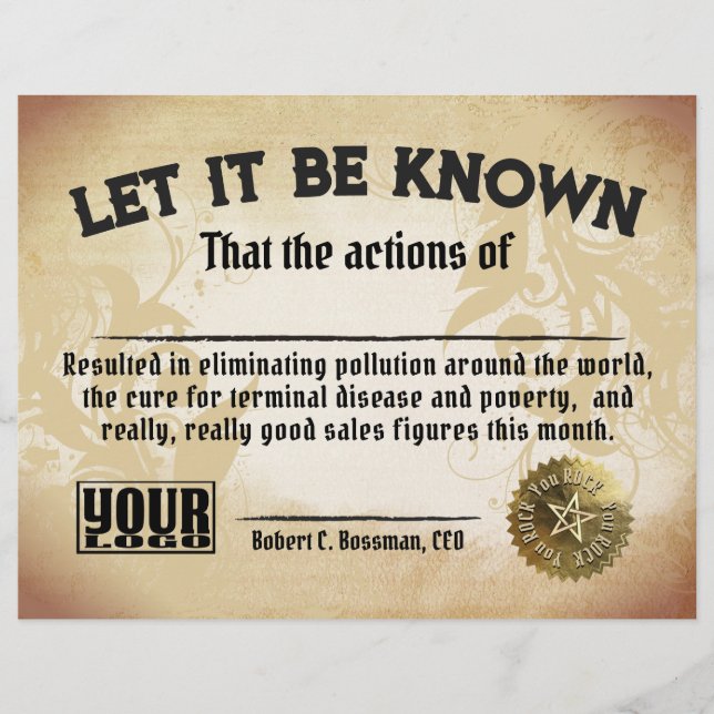 Papier Prix du certificat de travail amusant des meilleur (Devant)