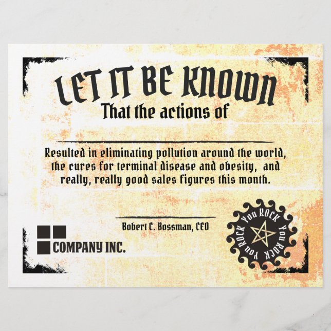 Papier Prix du certificat de travail amusant des meilleur (Devant)