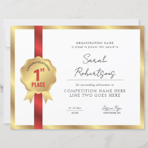 Papier Prix du gagnant de la 1ère place avec badge doré e