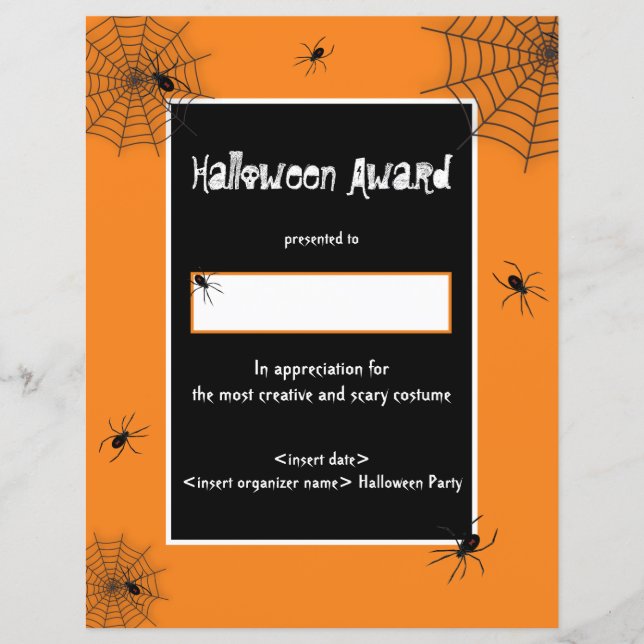 Papier Prix du meilleur costume d'Halloween (Devant)