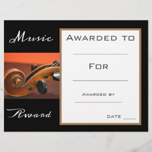 Papier Prix du violon de musique certificat professeur de