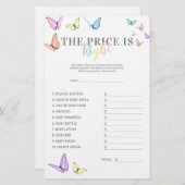 Papier Prix est droit Baby shower papillon jeu (Devant / Derrière)