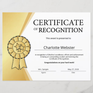 Papier Prix Gold de reconnaissance des étudiants