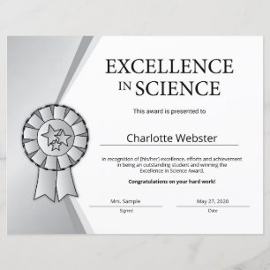 Papier Prix Silver Excellence en Science