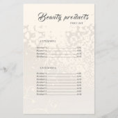 Papier Produits de beauté Elegant Cadre Tarifs (Devant)