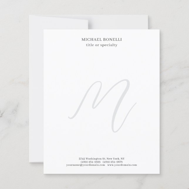 Papier Professional Plain Minimalist Monogrammed Paper (Devant)