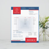 Papier Professional Red Blue White Business Invoice (Debout devant)