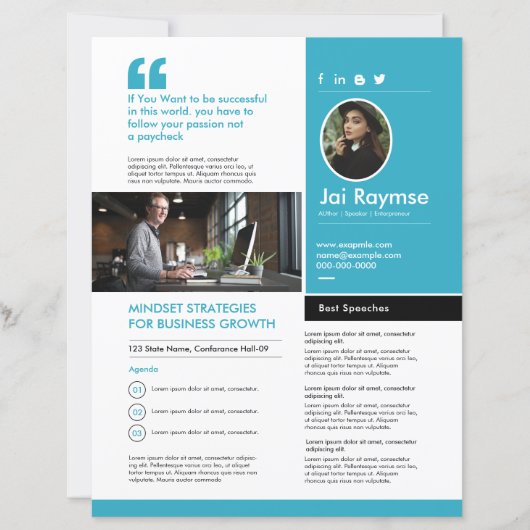 Papier Professional Speaker One Sheet Template (Devant)