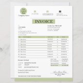 Papier Professional White & Green Modern Business Invoice (Devant)