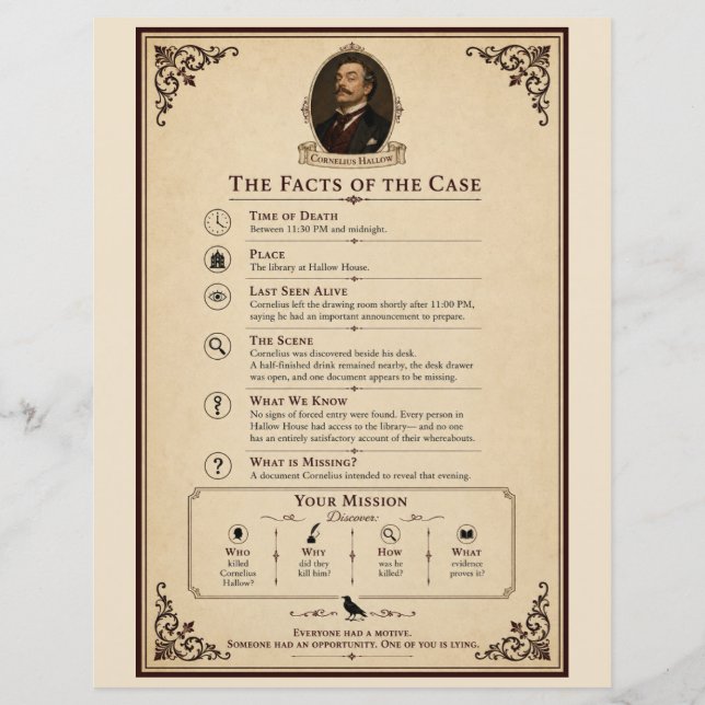 Papier Profil de la victime et faits de l'affaire de myst (Dos)