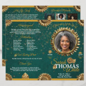 Papier Programa Celebración de la Vida de Oro y Verde (Devant / Derrière)