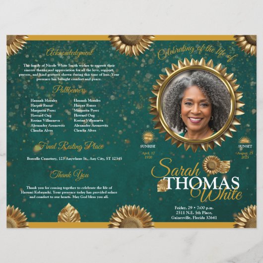 Papier Programa Celebración de la Vida de Oro y Verde (Devant)