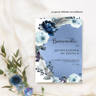 Papier Programa de Quinceañera Azul, Aluminio Azul