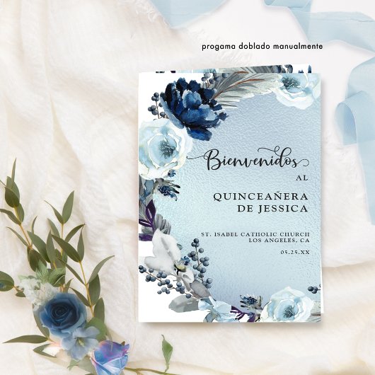 Papier Programa de Quinceañera Azul Claro con Aluminio