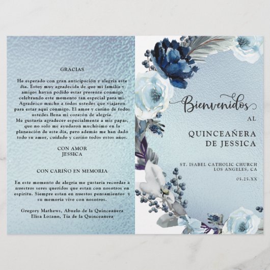Papier Programa de Quinceañera Azul Claro con Aluminio (Devant)