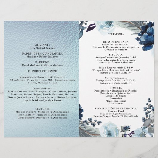 Papier Programa de Quinceañera Azul Claro con Aluminio (Dos)