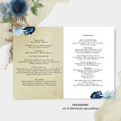 Papier Programa de Quinceañera Azul y Oro con Flores